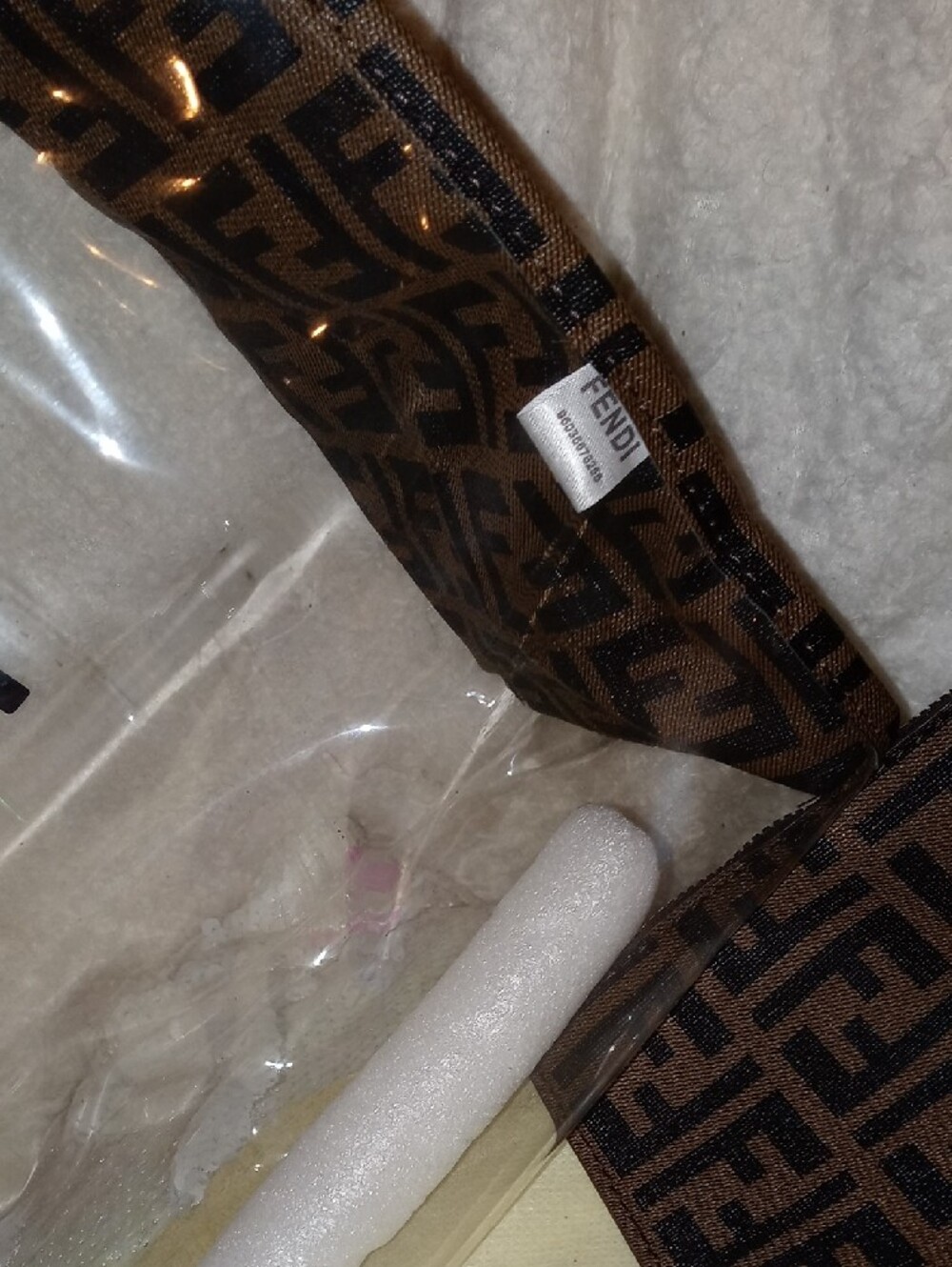 Fendi Clear Tote with Brown FF Monogram Trim and Matching Pouch - Picture 8 of 13